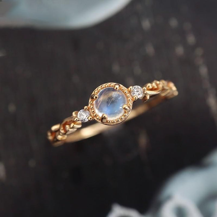 Anello delicato con zircone naturale in pietra di luna Olivenorma