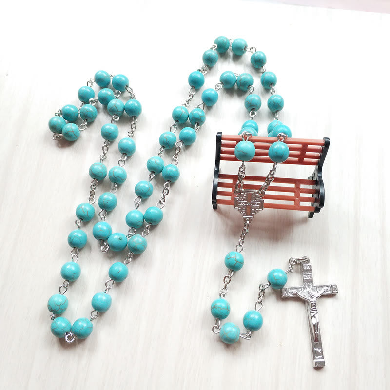 Collana rosario con ciondolo a croce turchese Olivenorma - image 3