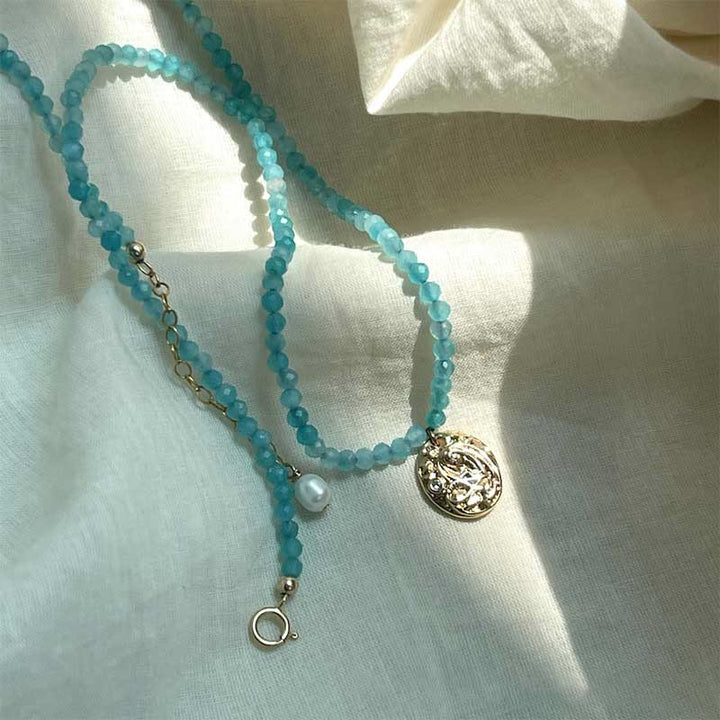 Collana con ciondolo in metallo con cristallo naturale Olivenorma