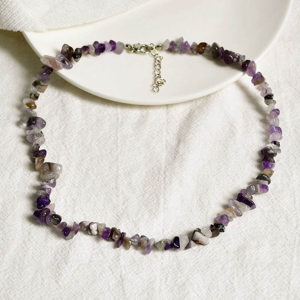 Collana con pietra di cristallo lucidata di forma irregolare Olivenorma