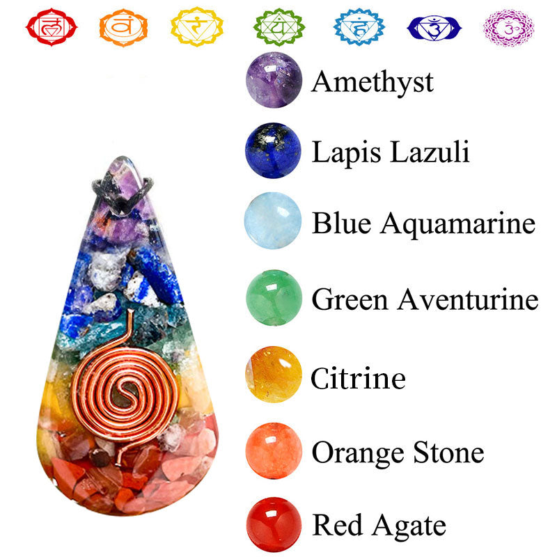 Collana di guarigione arcobaleno dei chakra Olivenorma Orgone