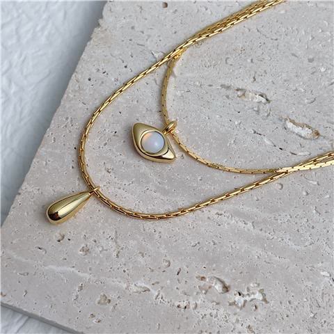 Collana a doppio strato con ciondolo malocchio in opalite Olivenorma - image 7