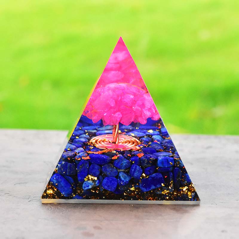 Olivenorma Lapislazzuli Cristallo Rosa Albero della Vita Piramide Orgonica 