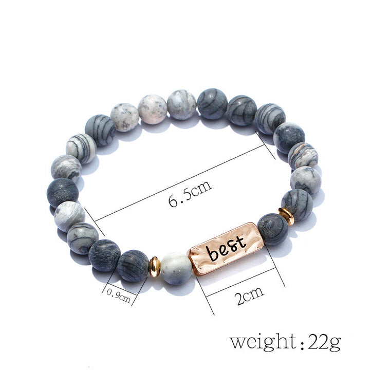 Olivenorma Natural Gemstone Best Friend Forever Set di 3 bracciali con incisione