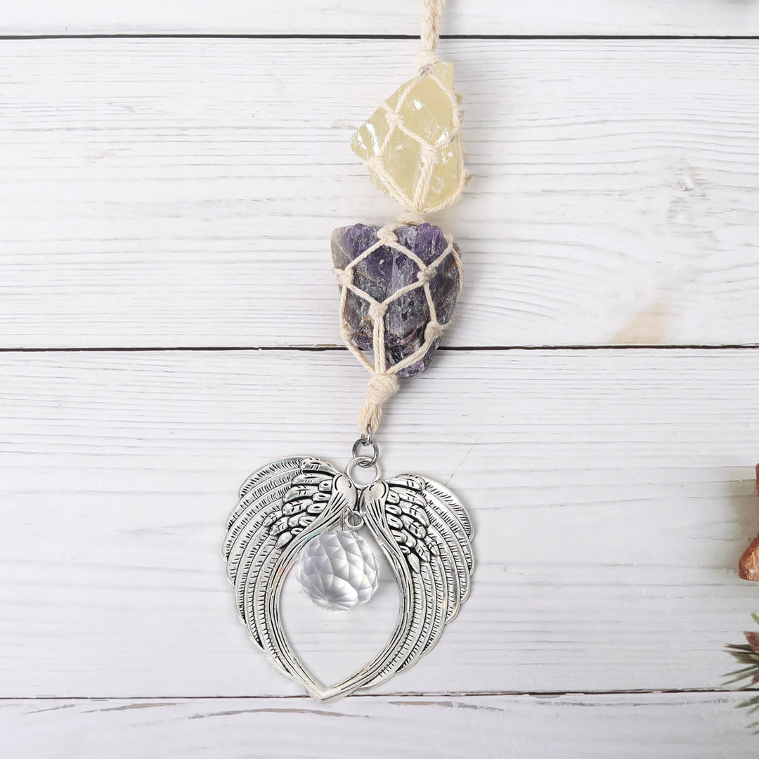 Olivenorma Decorazione per finestra con acchiappasole a forma di ali d'angelo in metallo