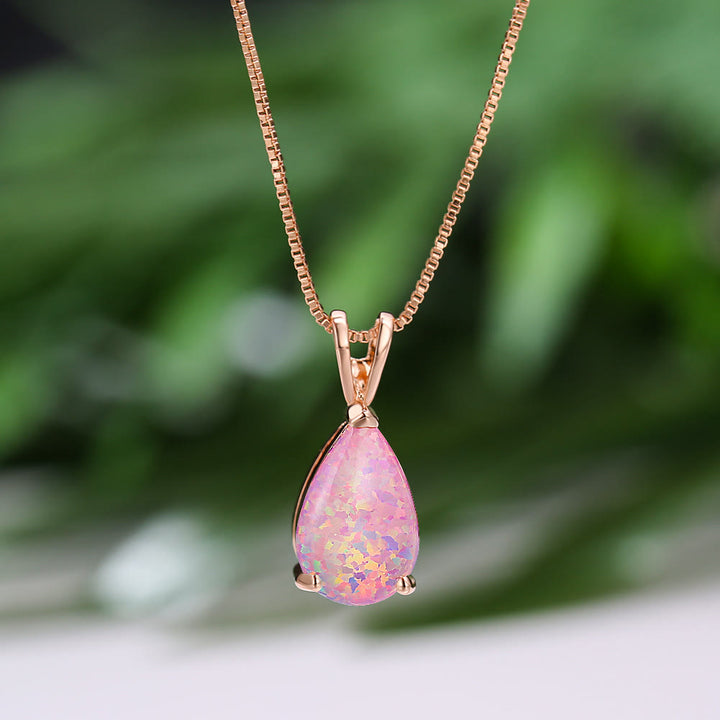 Collana semplice con ciondolo a goccia in sintetico opale Olivenorma 
