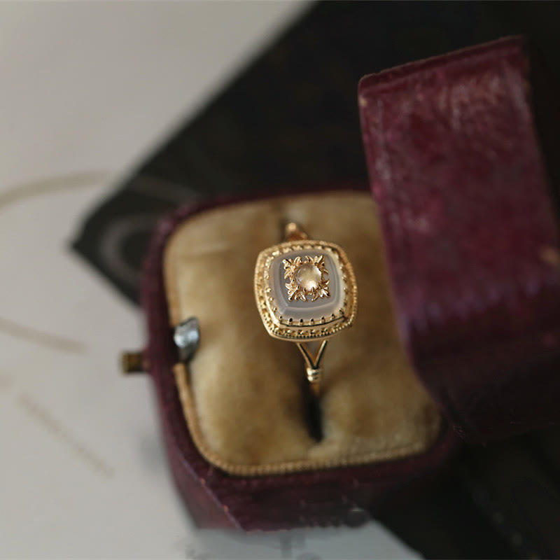 Anello vintage in quarzo trasparente quadrato Olivenorma - image 9