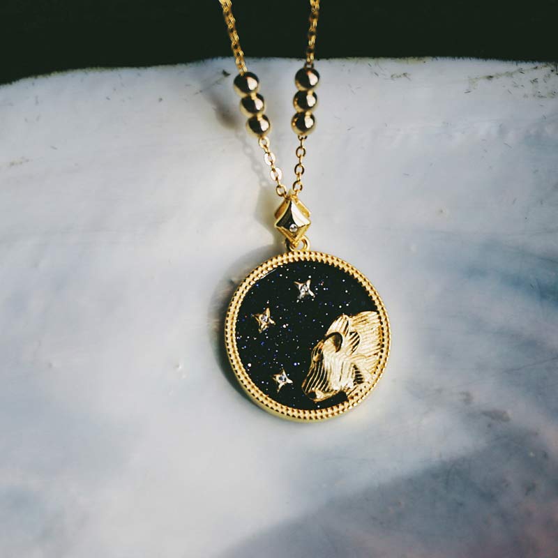 Collana Zodiaco in ascolto in arenaria blu 