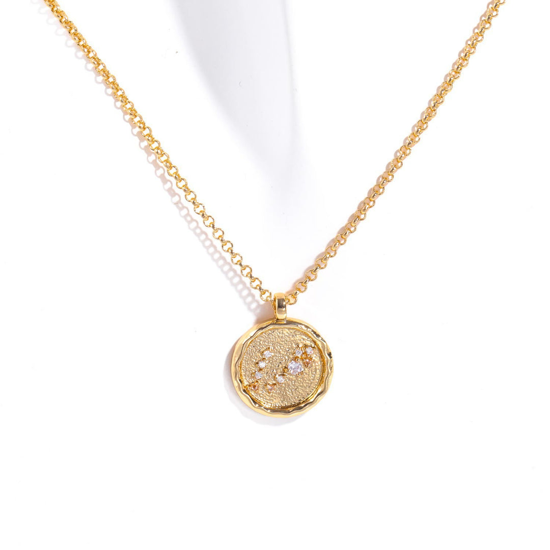 Collana con pietra portafortuna dello zodiaco in zircone bianco Olivenorma 