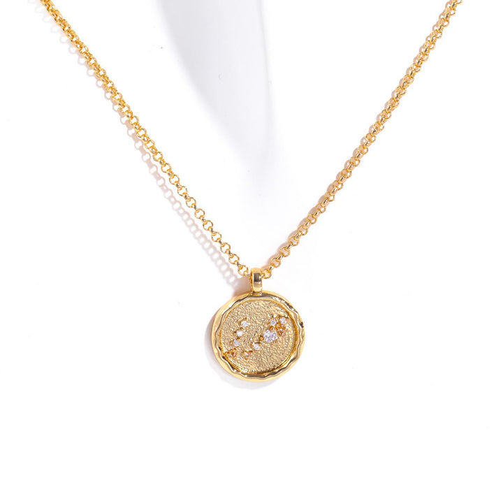 Collana con pietra portafortuna dello zodiaco in zircone bianco Olivenorma 
