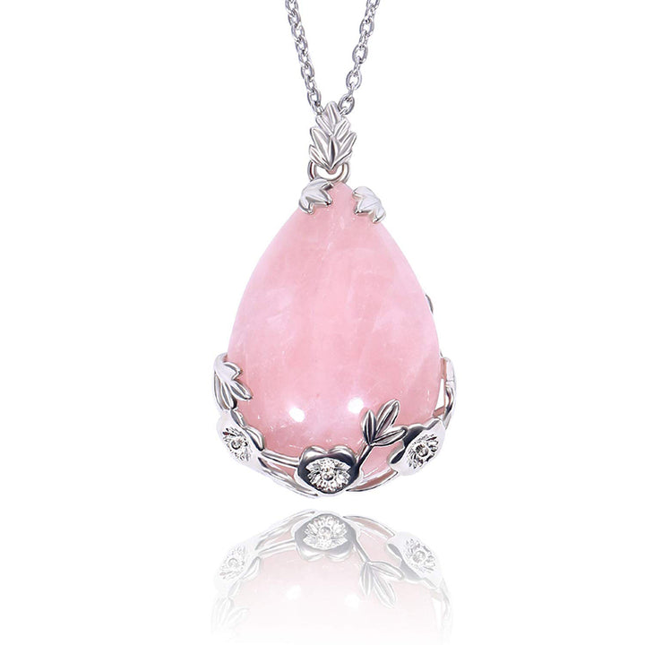 Collana con goccia d'acqua in pietra naturale e prugna