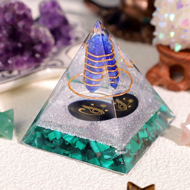 Olivenorma Lapislazzuli Malachite Occhio di Horus Piramide di Orgone