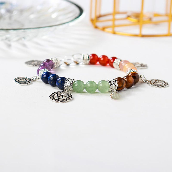 Bracciale yoga con sette chakra in pietra preziosa naturale