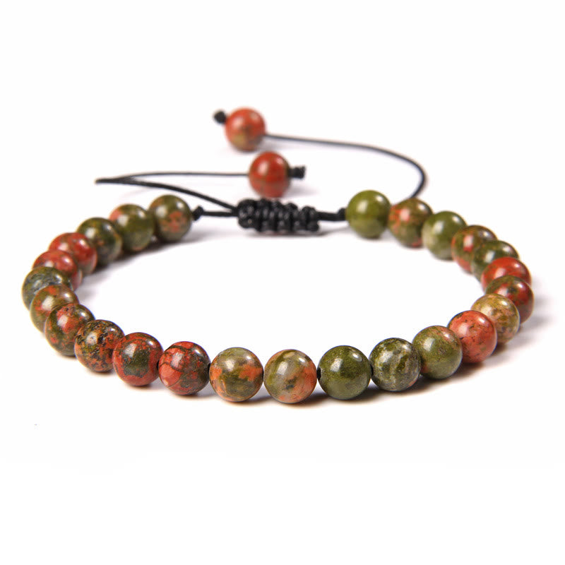 Bracciale intrecciato con perline di pietra naturale Olivenorma da 6 mm 