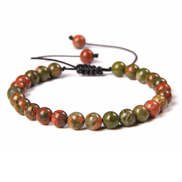 Bracciale intrecciato con perline di pietra naturale Olivenorma da 6 mm 