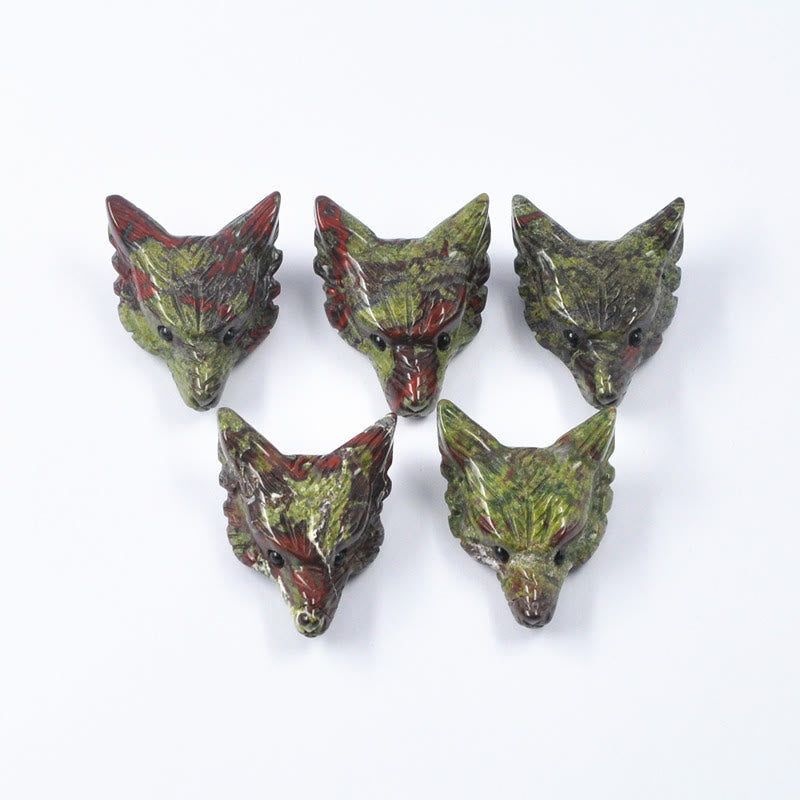 Decorazione in pietra preziosa con testa di lupo guardiano spirituale Olivenorma - Pietra del sangue di drago - Con carta - image 7