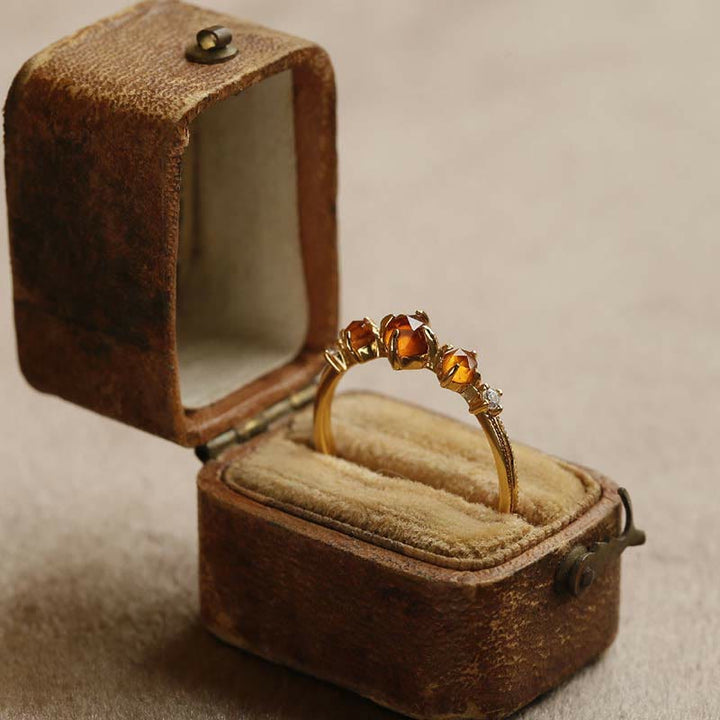 Anello con granato arancione regolabile Olivenorma
