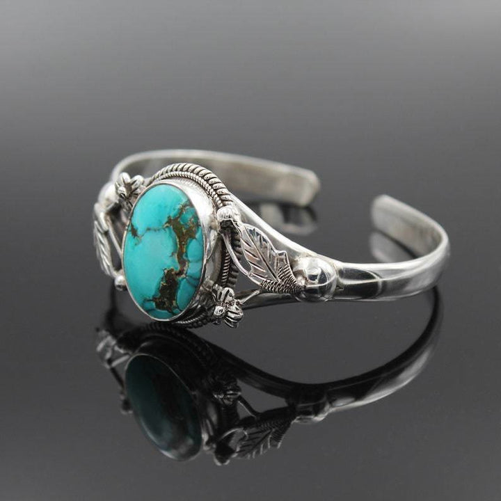 Olivenorma Bracciale Vintage con Fiore Turchese Inciso 