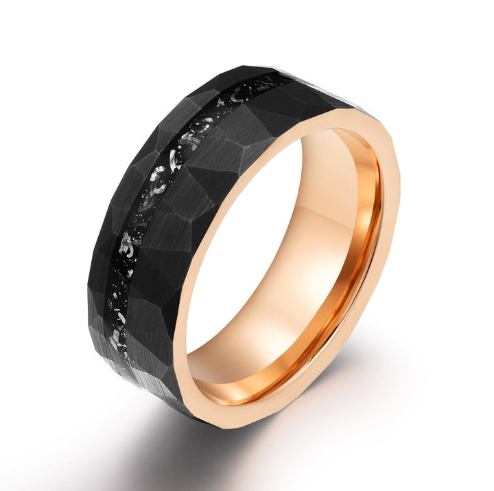 Anello Olivenorma in carburo di tungsteno con tormalina nera da 8 mm