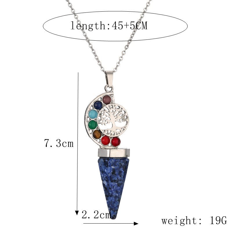Collana con ciondolo albero della vita chakra cristallo esacone Olivenorma 
