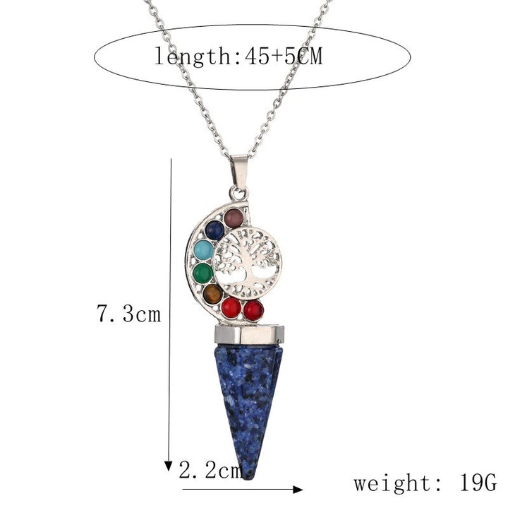 Collana con ciondolo albero della vita chakra cristallo esacone Olivenorma 