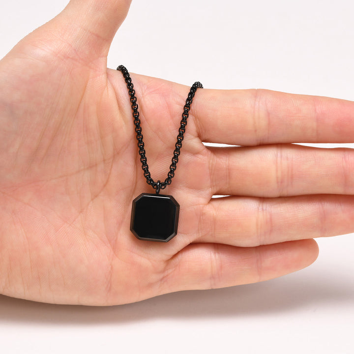 Olivenorma Collana con ciondolo quadrato da uomo con catena lunga per maglione 