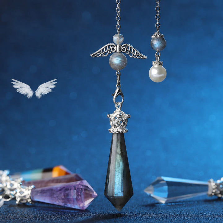 Pendolo con ali d'angelo in cristallo di labradorite Olivenorma