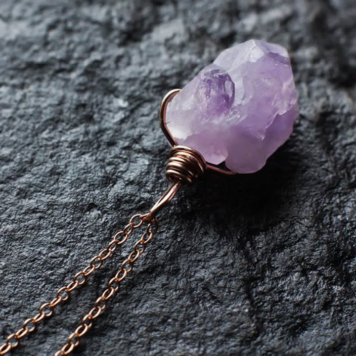 Collana di cristallo naturale di ametista delicata Olivenorma
