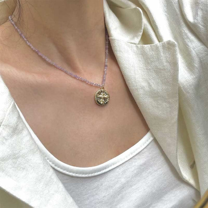 Collana con ciondolo in metallo con cristallo naturale Olivenorma
