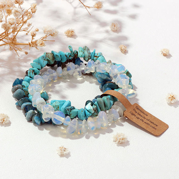 Bracciale Olivenorma a tre strati con ghiaia di cristallo irregolare naturale