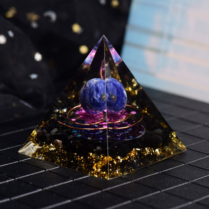 Olivenorma Lapislazzuli Ossidiana Orgone Piramide 