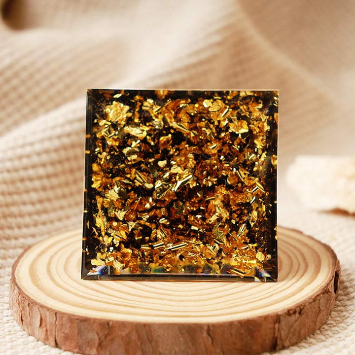 Olivenorma Cristallo trasparente con piramide di ossidiana Hamsa Orgone 