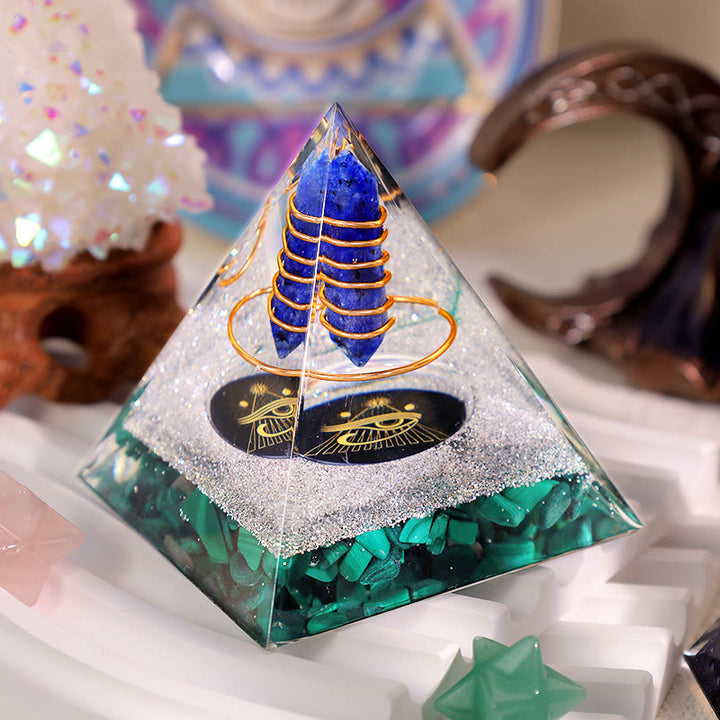 Olivenorma Lapislazzuli Malachite Occhio di Horus Piramide di Orgone