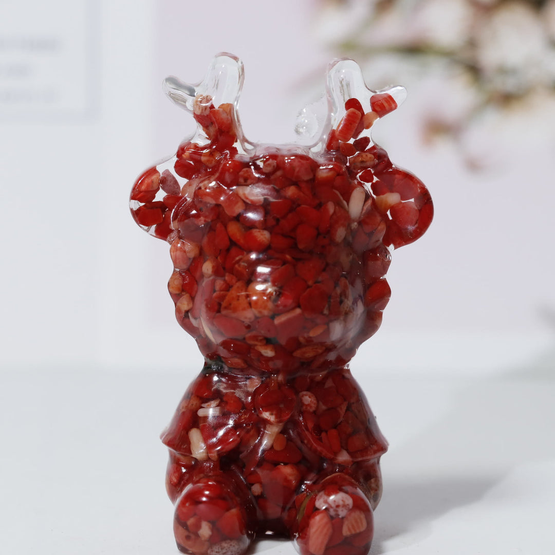 Ornamento di alce in cristallo naturale Olivenorma, decorazione con pietre preziose