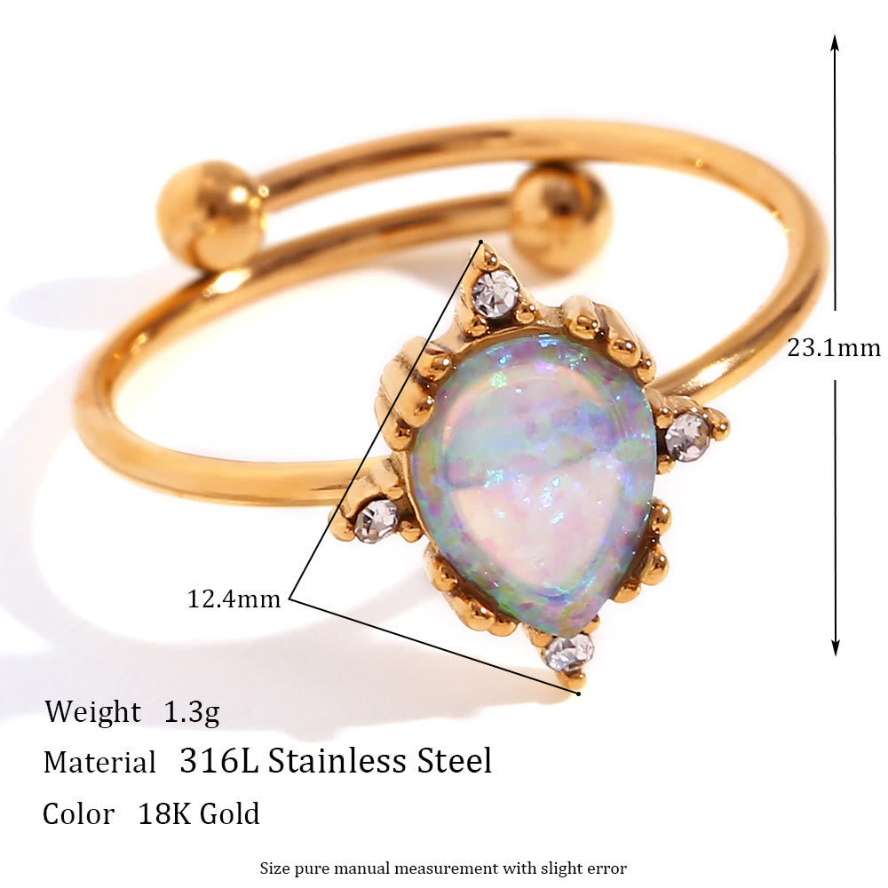 Anello regolabile Olivenorma Natural Opal Sun Heart 