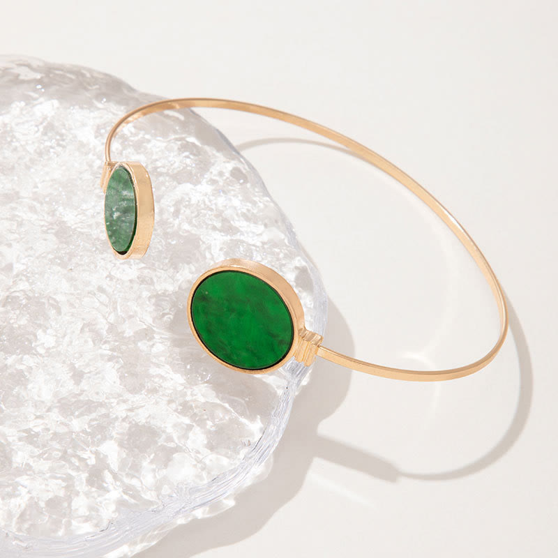Olivenorma Set di cinque bracciali aperti in lega di pietra naturale 
