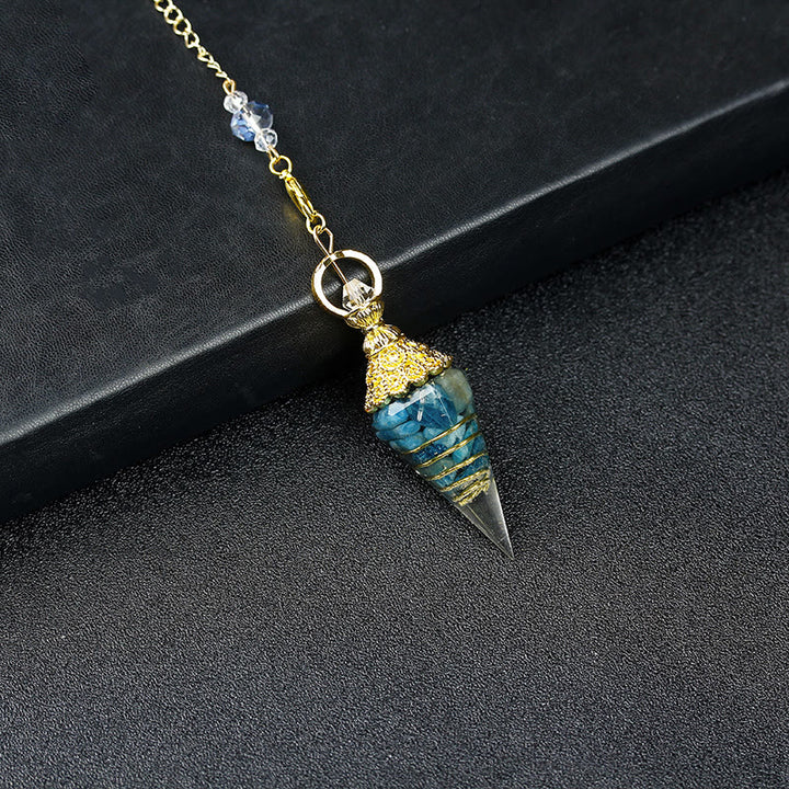 Olivenorma Pendolo a piramide esagonale in resina di cristallo naturale - Apatite blu - image 63