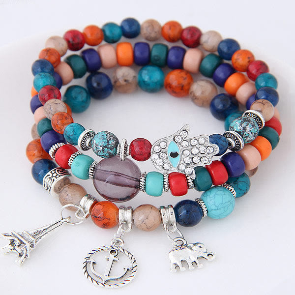 Olivenorma Elephant Tower Evil Eye Bracciale Hamsa Set
