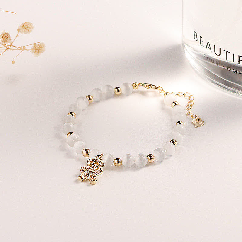 Olivenorma Bracciale con ciondolo a forma di orso in cristallo di ametista da 6 mm 