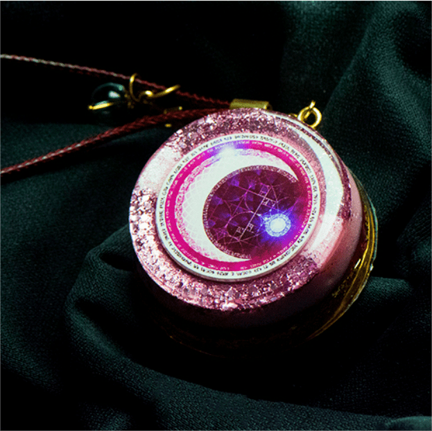 Olivenorma Moonlight Streamer Moon Phase Collana con ciondolo rosa in orgone