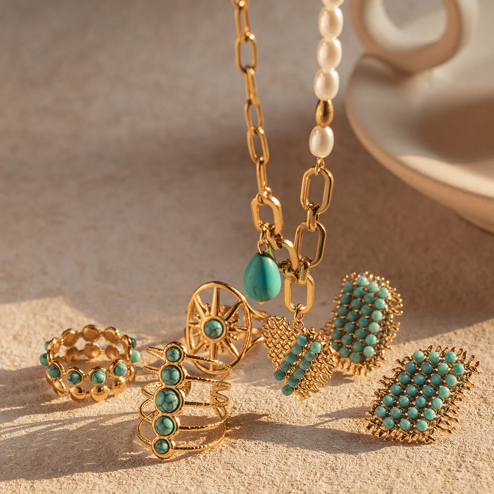 Olivenorma Gioielli in acciaio inossidabile color oro 18K Anello collana 