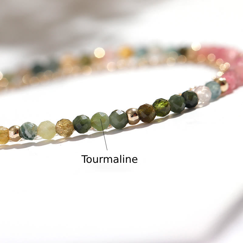Bracciale doppio sottile in rame placcato oro tormalina Olivenorma