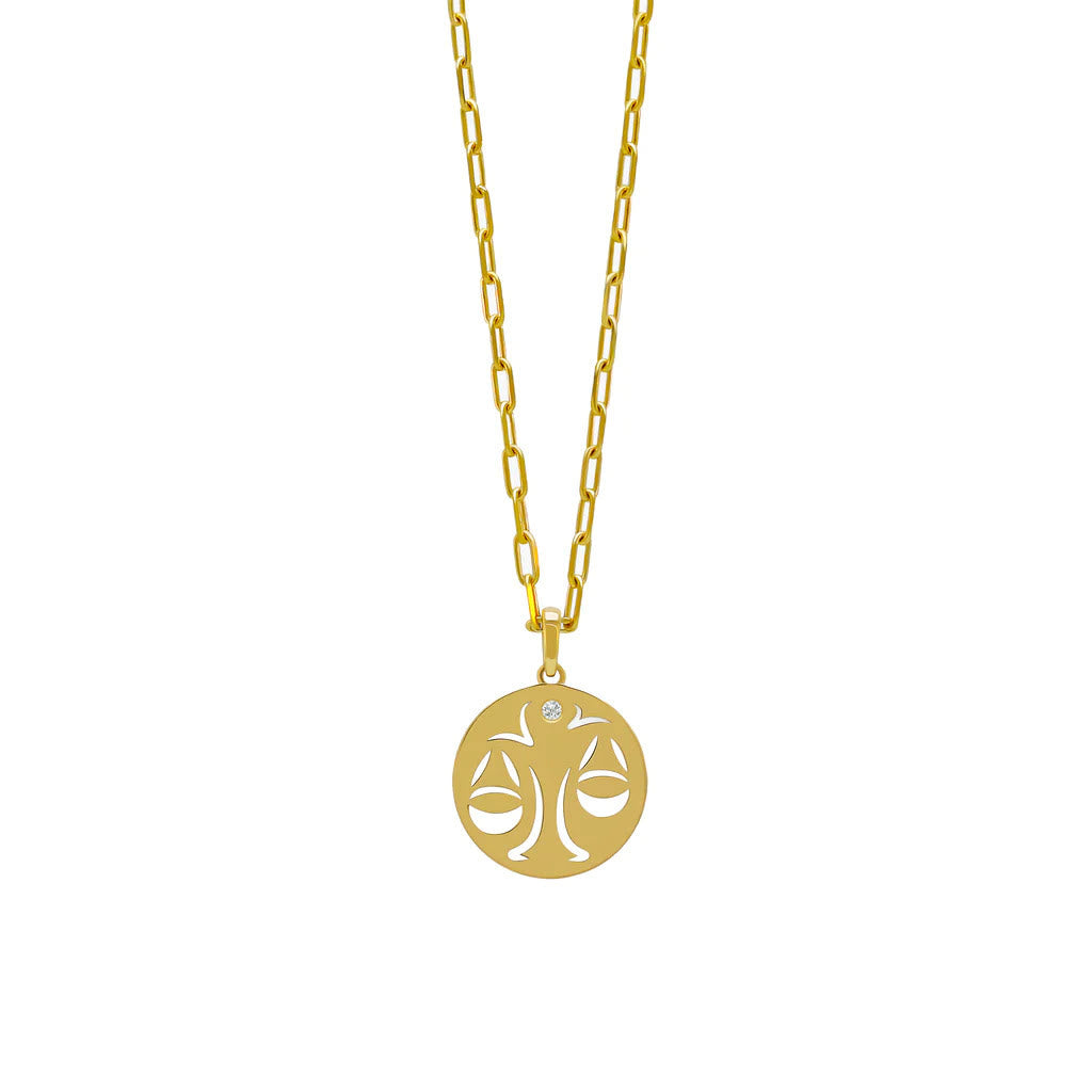 Collana Olivenorma in acciaio inossidabile con cerchio vuoto in zircone bianco e zodiaco 