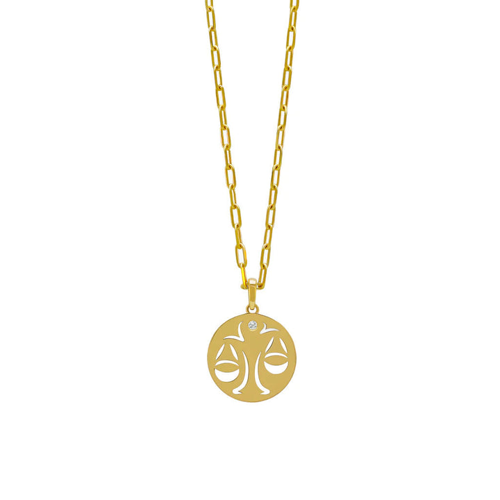 Collana Olivenorma in acciaio inossidabile con cerchio vuoto in zircone bianco e zodiaco 