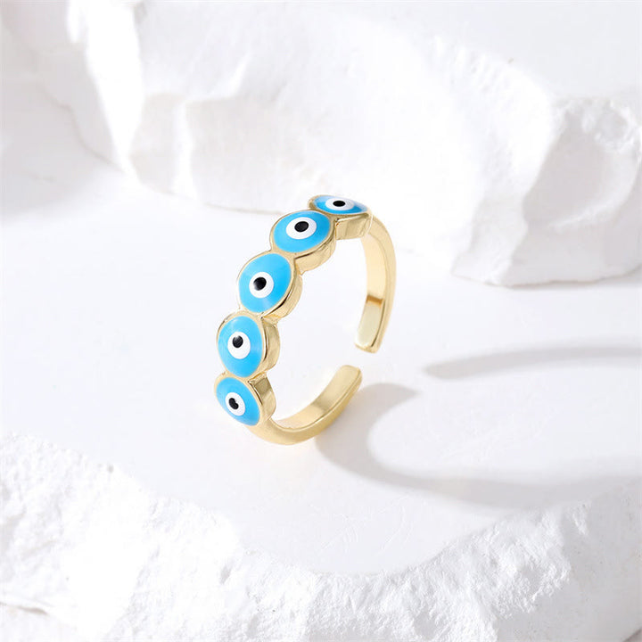 Anello regolabile con occhio malvagio in resina epossidica Olivenorma