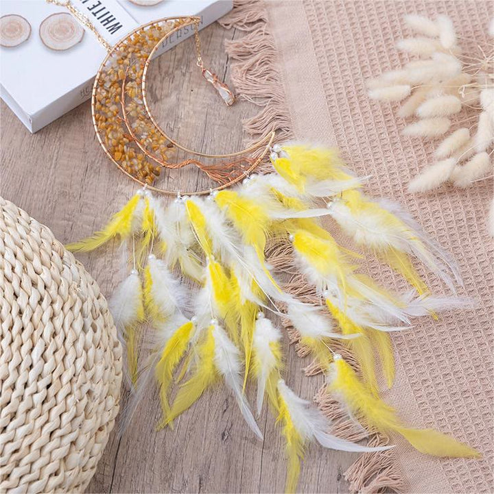 Olivenorma Ghiaia naturale intrecciata Albero della vita Luna Dream Catcher