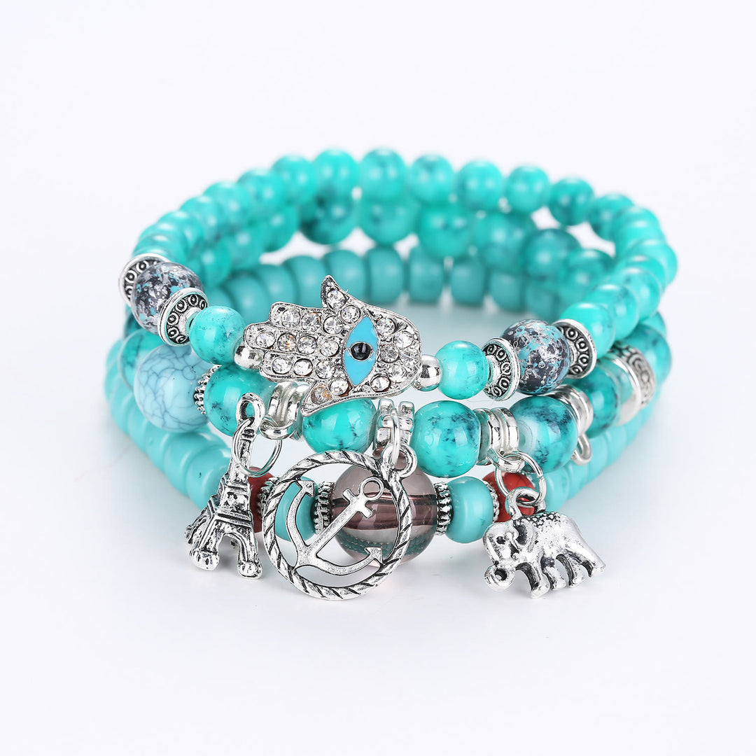 Olivenorma Elephant Tower Evil Eye Bracciale Hamsa Set