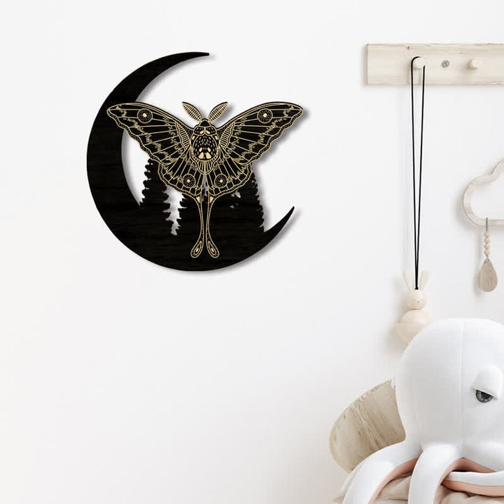 Decorazione da parete in legno Olivenorma Crescent Moon Moth