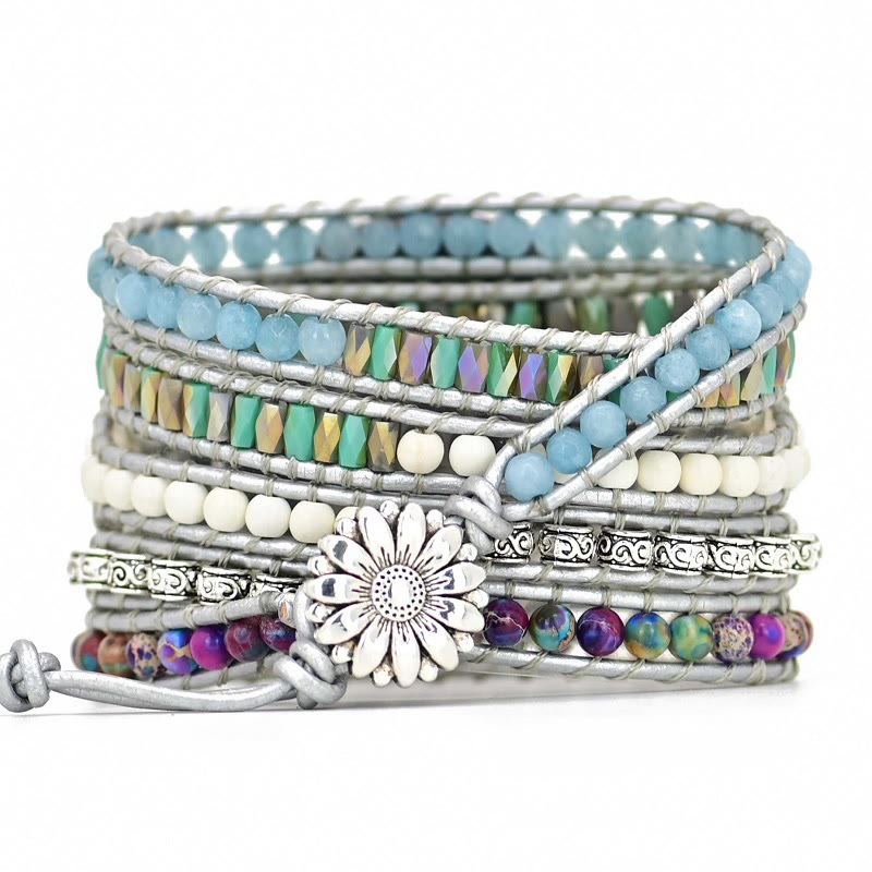 Bracciale avvolgente Olivenorma Aquamarine White Jade Samsung Strap