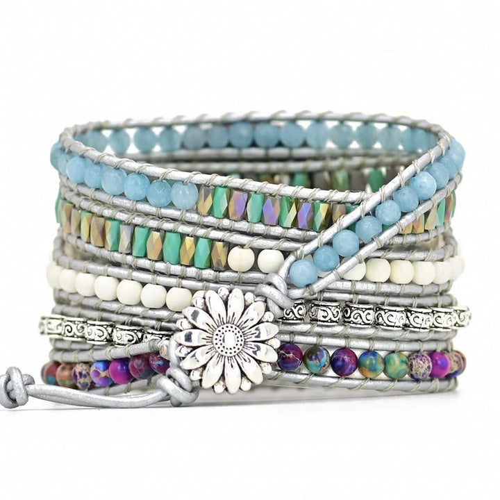 Bracciale avvolgente Olivenorma Aquamarine White Jade Samsung Strap